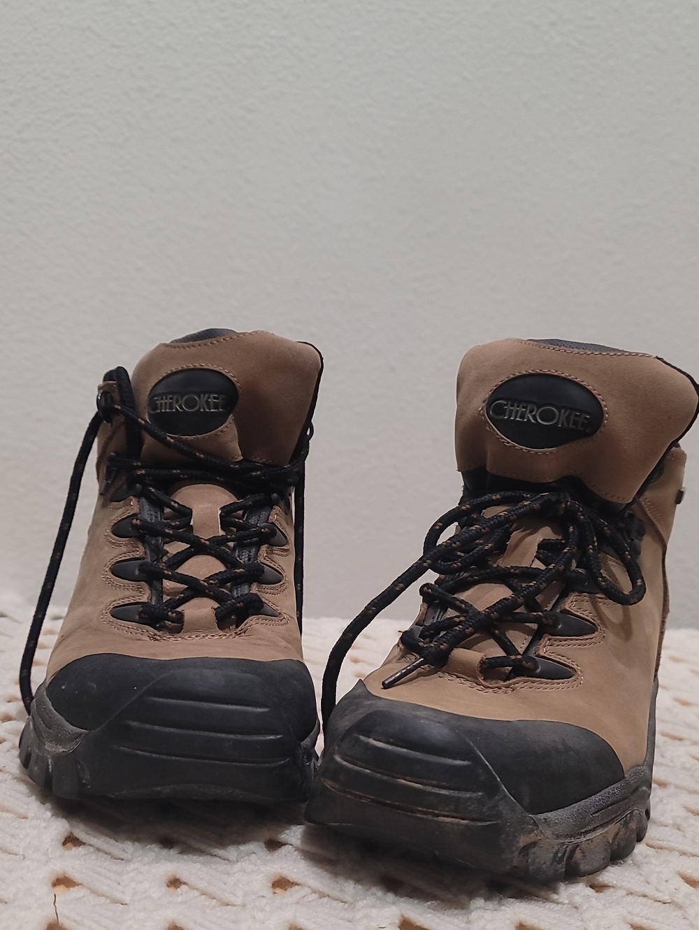 Cherokee Tan and Black Outdoor Hiking Boots